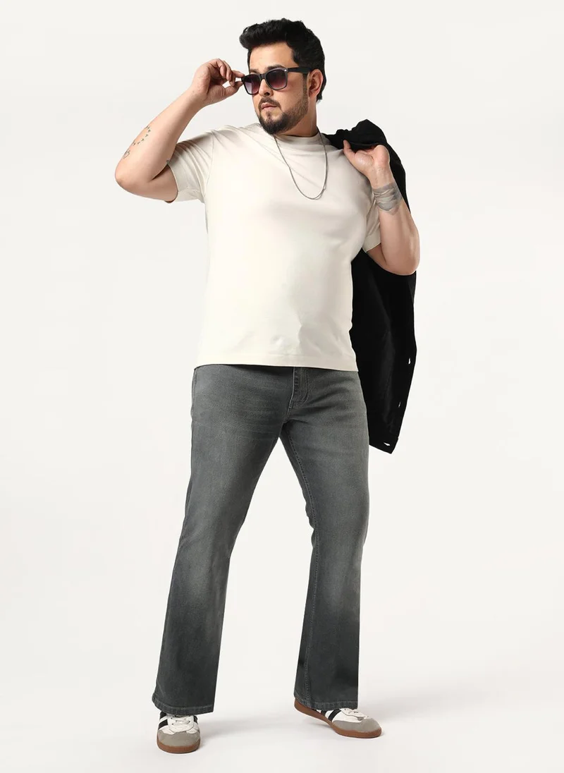 Urbano Fashion  Urbano Plus Men's Grey Bootcut Fit Mid Rise Heavy Washed Jeans Stretchable for Men | Best Price UAE